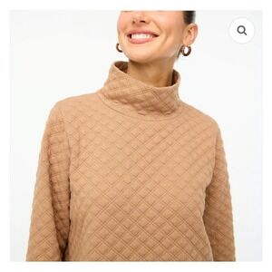 NEW! J.CREW Women's Quilted Long Sleeve Mock Neck Pullover Top Beige Size XS $90